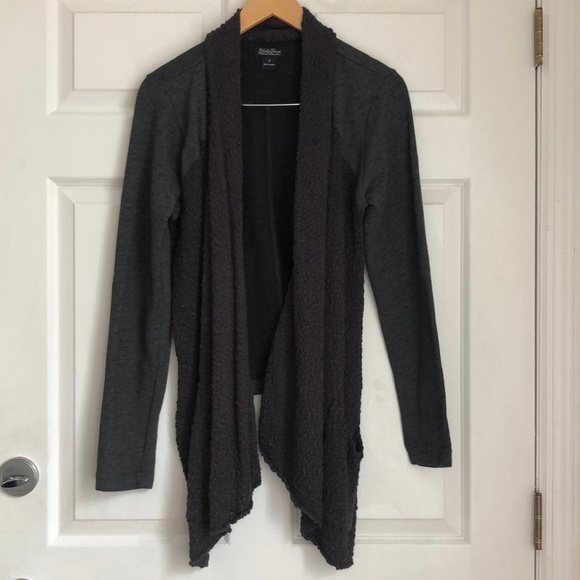 Lucky Brand Lotus Gray Boucle Knit Open Front Draped Cardigan Size Medium - Picture 1 of 12